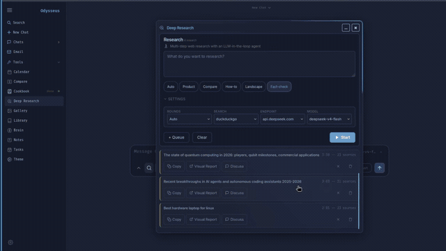 Odysseus AI Mac install workspace running on macOS